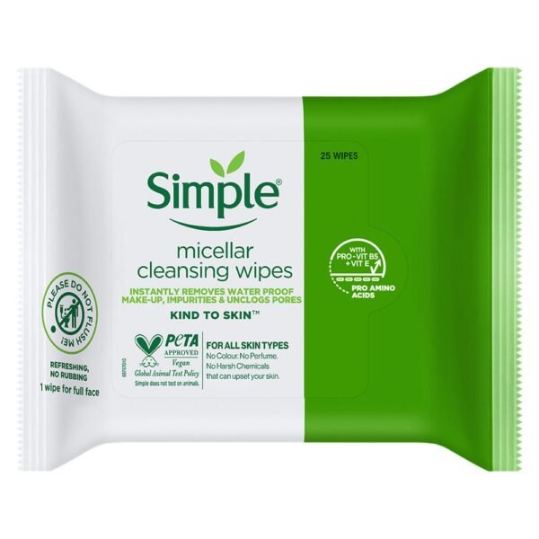 SIMPLE CLEANSING FACIAL WIPES 25 PCS GREEN: