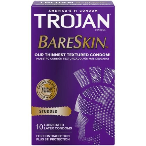81SF2U7vm3L Trojan Studded Bareskin Lubricated Condoms - 10 Count: