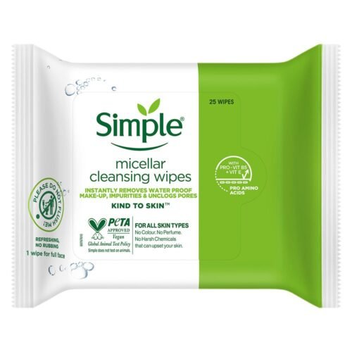 SIMPLE CLEANSING FACIAL WIPES 25 PCS WHITE: